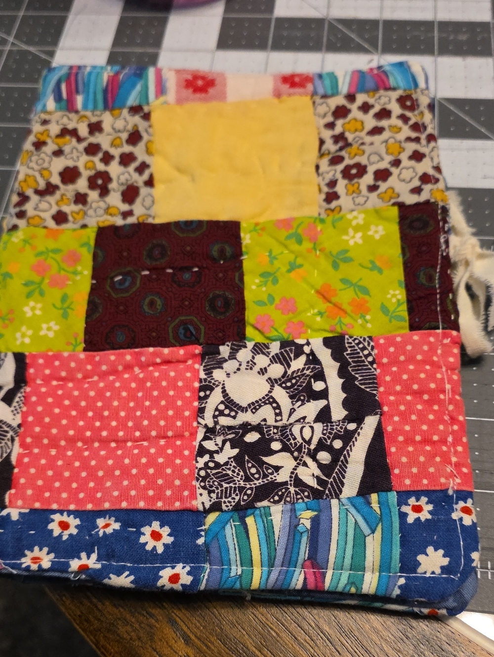 Upcycled Patchwork Bible/Book Cover With Ribbon And Pockets- Multi-Color